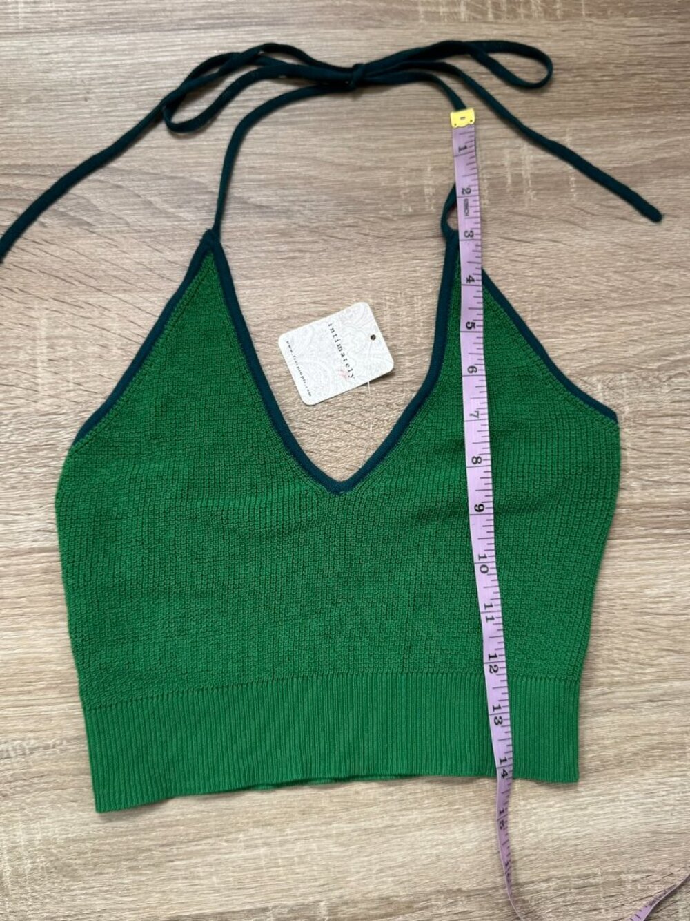 NWT Free People Knit Halter Top Green Contrast XS - Picture 6 of 12